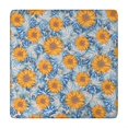thumbnail image 1 of Blue Orange Sunflower Leaf Pattern Square Fitted Tablecloth with Elastic Edge,Square Table Cover,Washable Elastic Table Cover for Home Kitchen Party Decor 34"x34", 1 of 1