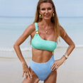 thumbnail image 1 of Blue Orange Swimsuit 2024 Women High Waist One Piece Hollow Sexy Swimwear One Shoulder, 1 of 7