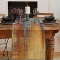 thumbnail image 1 of Blue and Orange Table Runner, Vintage Abstract Messy Rust Painting Table Runners for Kitchen Coffee Table Family Dinners Holiday Parties Wedding Events Decor(13x72 inch), 1 of 6