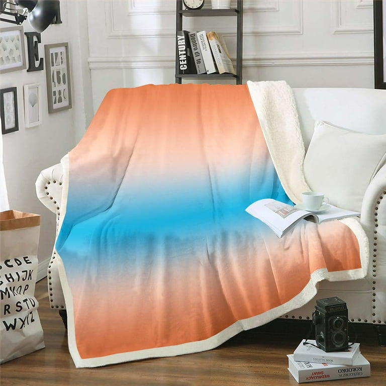 Blue orange throw blanket clearance