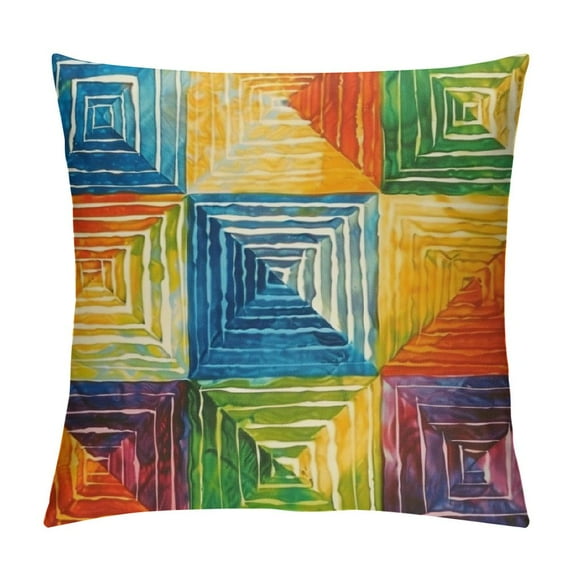 Blue Orange Turquoise Colorful Geometric Pillow Cover Abstract Mid Century Pillow Cases Summer Multicolor Outdoor Pillow Covers Modern Home Decor for Couch Patio Furniture Porch