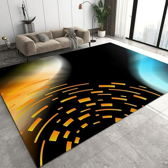 Blue Orange Vortex Geometry Area Carpet, Modern Art Technology Home Rug, Floor Rugs Comfortable Soft Breathable With Non-slip For Living Room Bedroom Classroom Decor 5 x 8ft