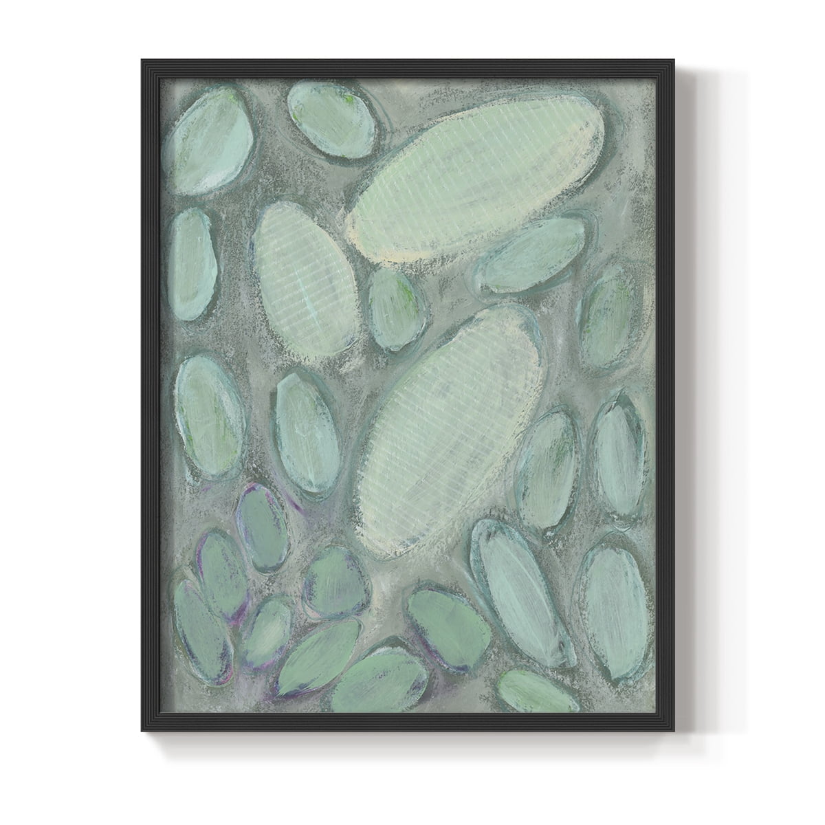 Blue Orbs II Framed Print in Black Solid Wood Framed Print No Nail Hanging