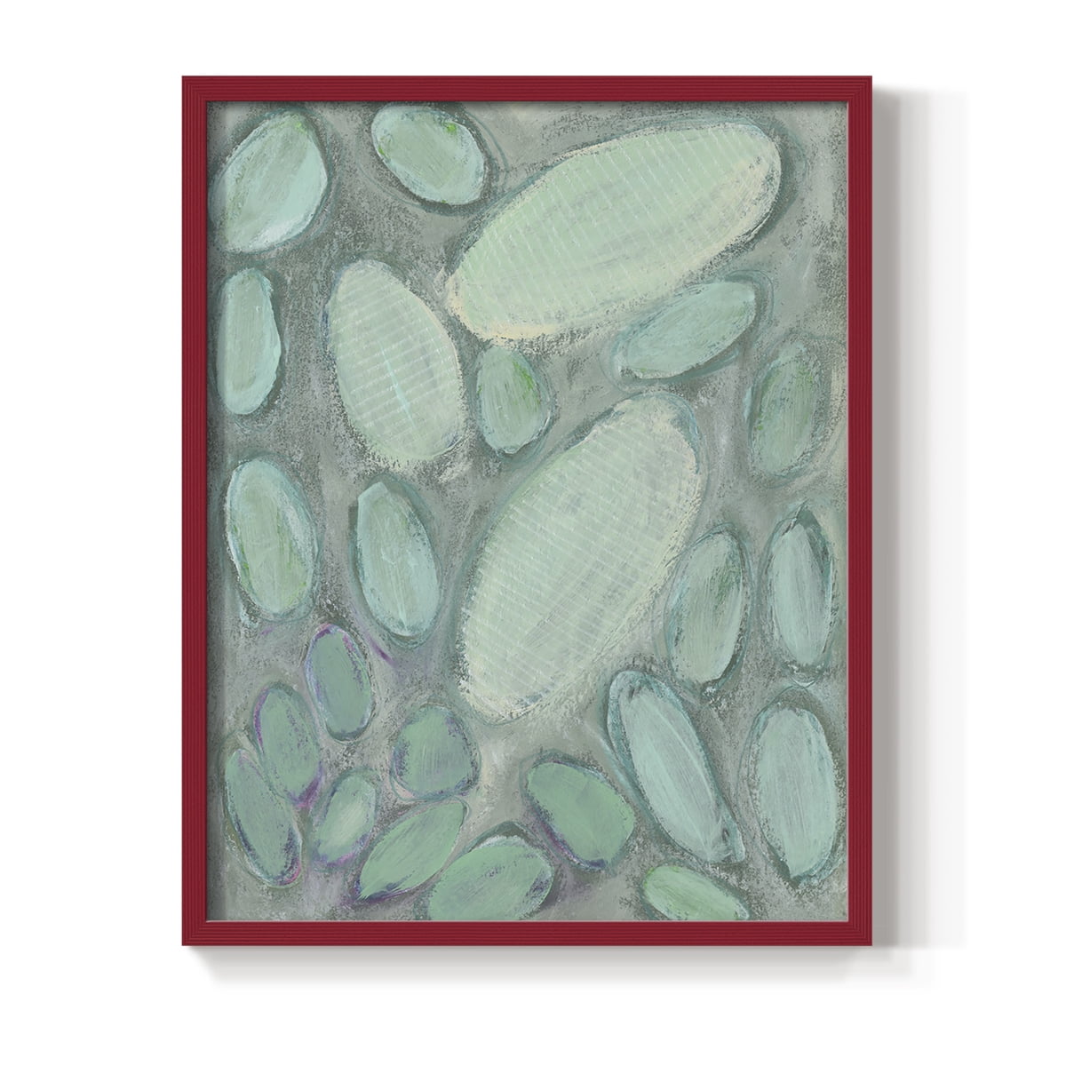 Blue Orbs II Framed Print in Red Solid Wood Framed Print No Nail Hanging