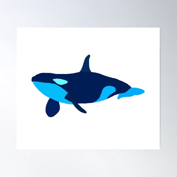 Blue Orca Whale Poster Wall Art, Modern Wall Decor For Living Room Bedroom, 12x18 UNFRAMED