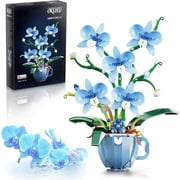 Blue Orchid Flower Building Set with Vase for Adults, Compatible with Lego Botanical Flowers, 567pcs Ideas Plant Collection Toys for Home and Office Decor, Gifts for Christmas Mothers Day