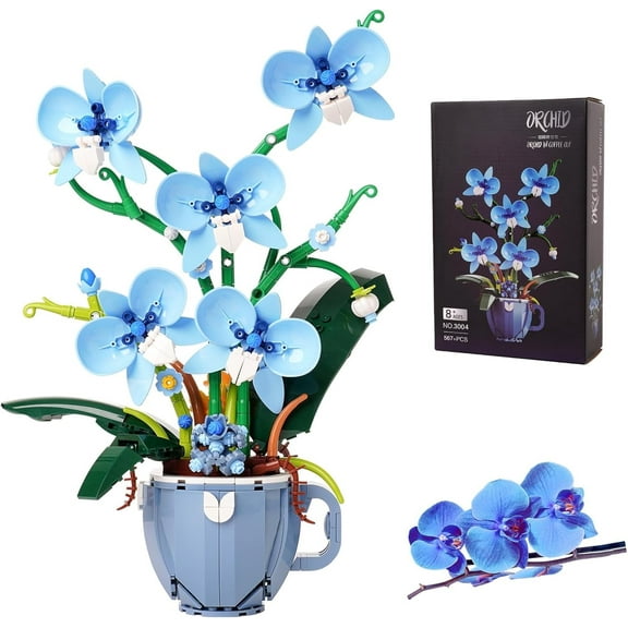 Blue Orchid Ideas Flowers Building Block Set,Compatible with Lego Flowers Home Decor Gift for Mother's Day, Valentine Day, Birthday, Christmas Day - 567PCS