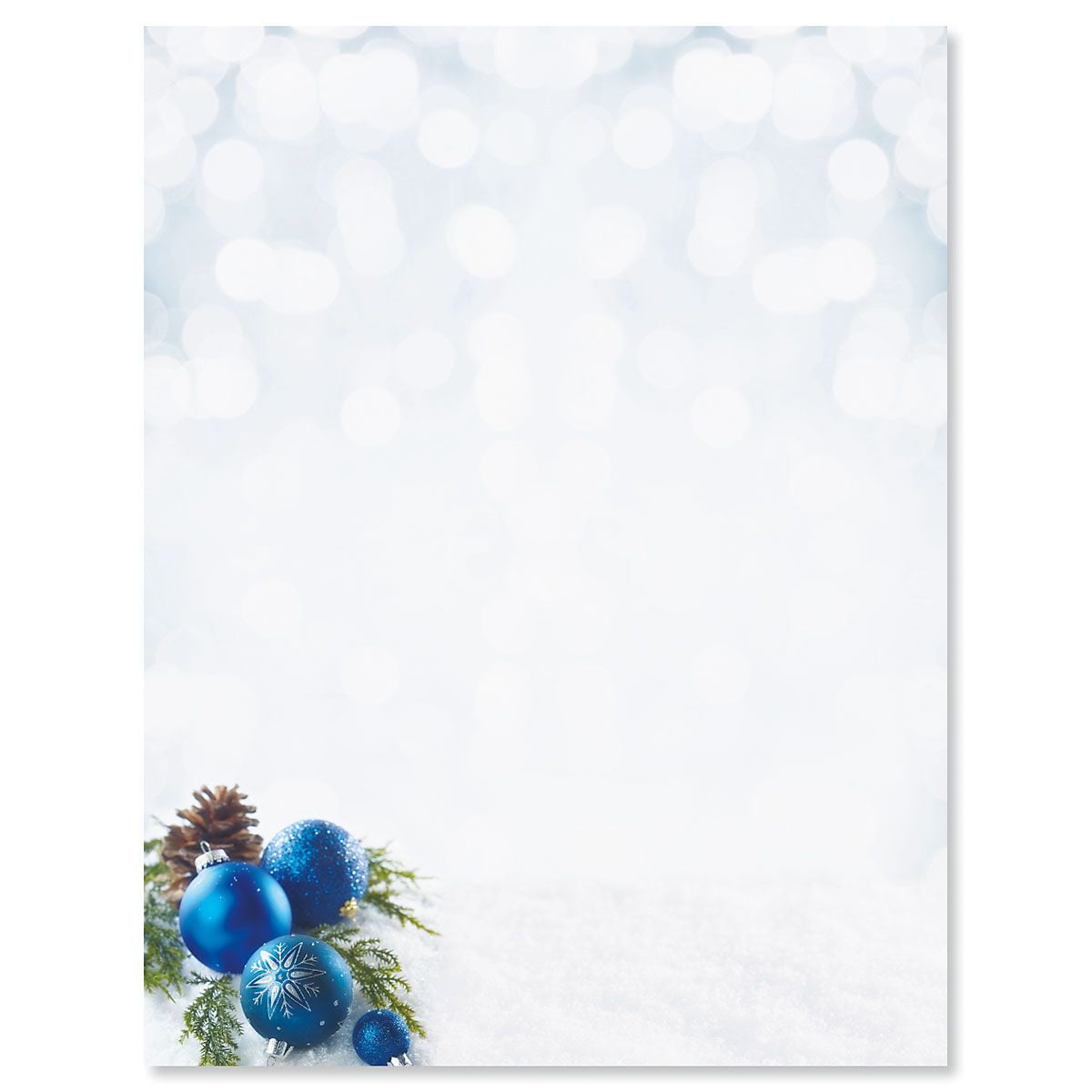 Blue Ornaments Christmas Letter Papers Set of 25 Christmas stationery