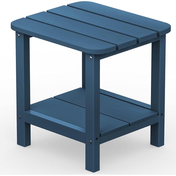 Blue Outdoor Adirondack Side Table 2-Tier Patio End Table