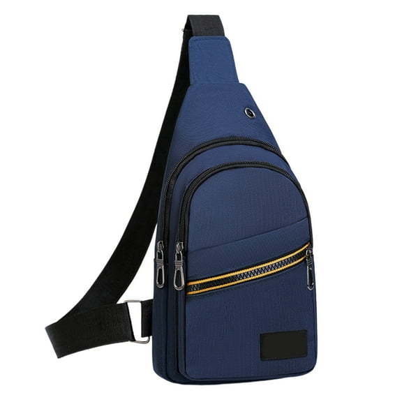 Blue Outdoor Canvas Chest Bag For Men Multipurpose Crossbody Messenger Bag Hiking Backpack With Thickened Zipper Multiple Compartments Adjustable Strap Durable Cloth Material