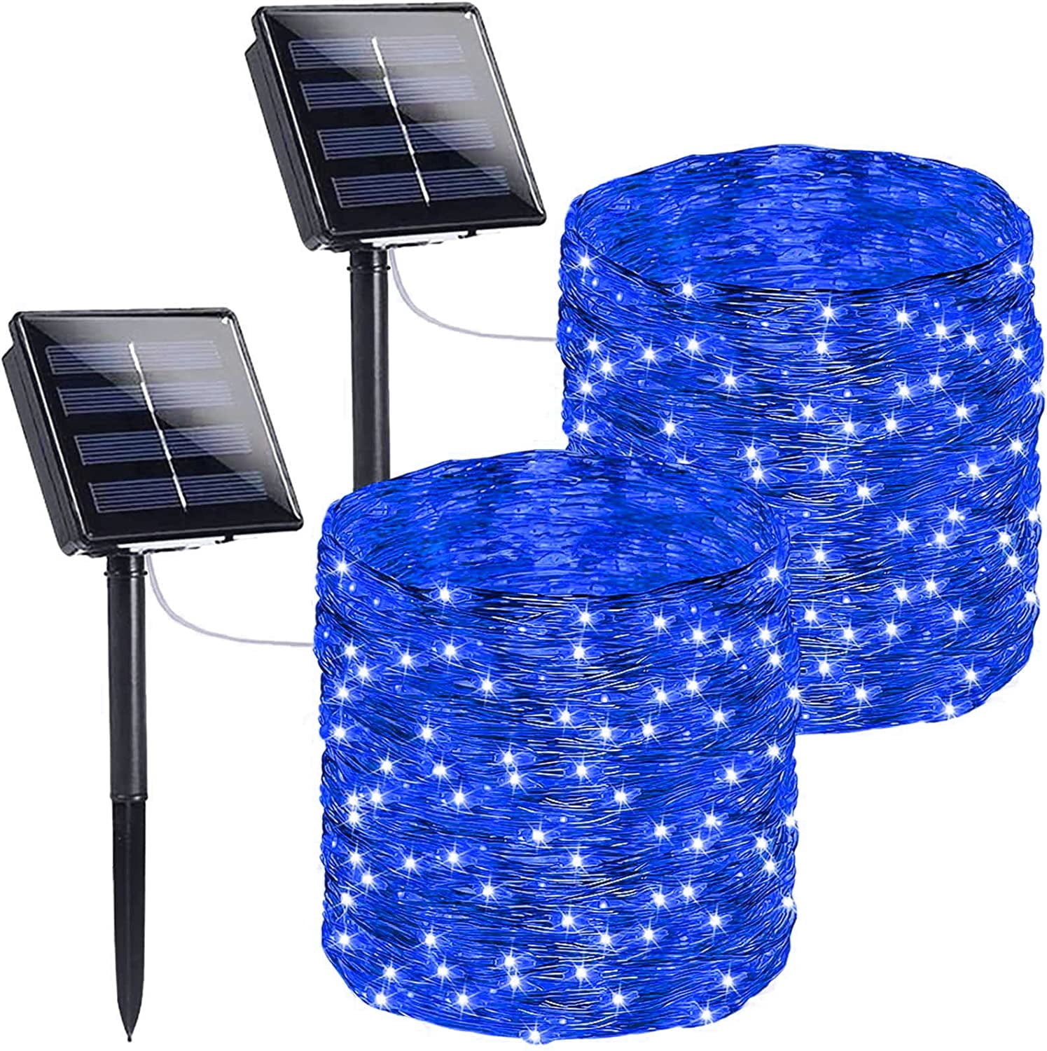 Blue outdoor solar string lights 2 pack each 72ft 200led super bright