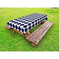 thumbnail image 1 of Blue Outdoor Tablecloth, Classical Old Fashioned Checkered Pattern Geometric Diagonal Skewed Squares, Decorative Washable Fabric Picnic Tablecloth, 58 X 104 Inches, Navy Blue and White, by Ambesonne, 1 of 2