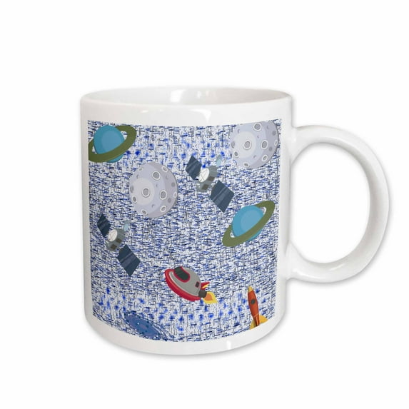 3drose, Blue Outer Space and Planets, 15oz Mug