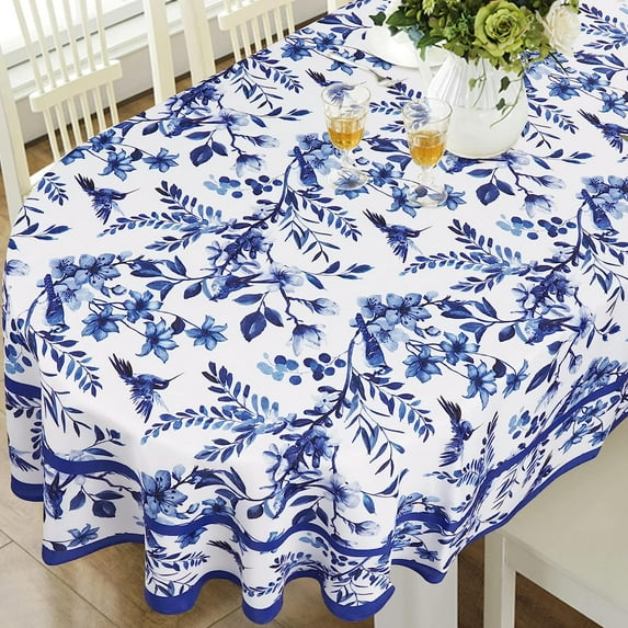 Blue Oval Tablecloth 54x72in for Oval Table Waterproof Table Cloths for Dining Room Indoor Outdoor Table Cloth