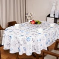 thumbnail image 1 of Blue Oval Tablecloth 60X84 Inch Green Floral Table Cloth Waterproof Spill-Proof & Oil-Proof Table Cover for Indoor Outdoor Party Decor, 1 of 6