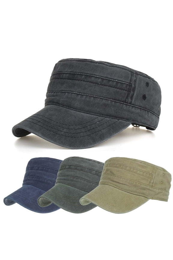 Blue Oversize Baseball Cap Flat Top Cap Cotton UPF 50 Unstructured Hat with Foldable Long Large Bill One Size