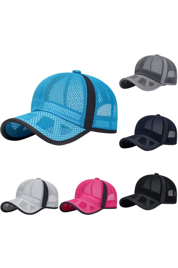 Blue Oversize Baseball Cap Mesh Baseball Cap Polyester,Cotton Snapback Hats for Men Women Baseball Cap - Adjustable Fit for Casual Wear One Size