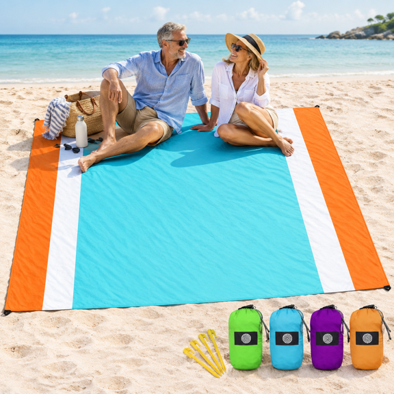 Blue Oversized 9x10 Ft Sandproof Ripstop Parachute Nylon Beach Blanket