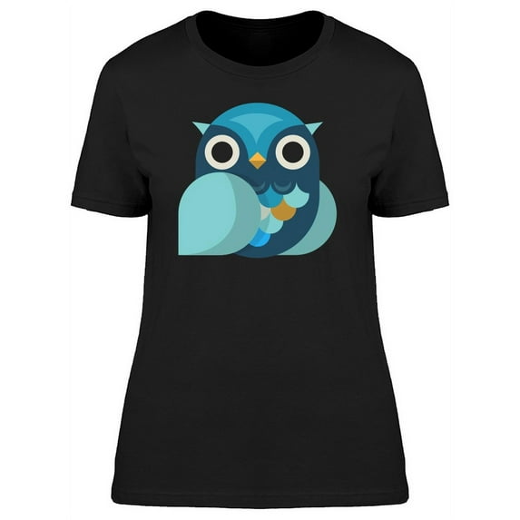 Blue Owl In Flat Style T-Shirt Women -Image by Shutterstock, Female Small