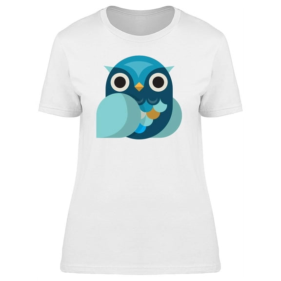 Blue Owl In Flat Style T-Shirt Women -Image by Shutterstock, Female x-Large