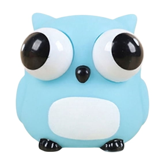 Blue Owl Squishy Squeeze Toy with Pop-Out Eyes, 1 Piece, Blue, for Relaxation, Sensory Toy
