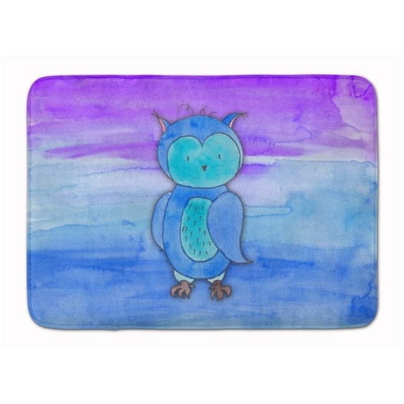 Blue Owl Watercolor Machine Washable Memory Foam Mat