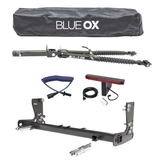 Blue Ox Basic Alpha Towing Kit with Hitch Mounted Light Bar for 2020-2026 Gladiator | Includes Baseplate/Towbar/Electrical Cable/Tow Bar Cover/Tail Light Wiring