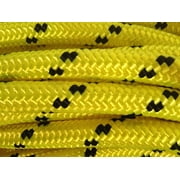 Blue Ox Rope 1/2" x 300 ft Arborist Double Braid Polyester Rope, Yellow/Black
