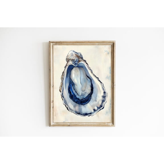Blue Oyster Print Poster Nautical Art Print Poster Beach House Wall Art Poster Nautical Decor Poster Blue Modern Art Ocean Art Poster E796, Unframed Poster Size 8x12 F03.1.18l269