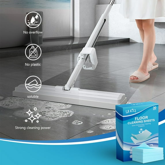 Blue PVC Floor Cleaning Tablets - Powerful Stain Removal, No Watermarks, Soluble & Efficient (30 Pack, 11x7cm/4.33x2.75in, 100g) for Sparkling Floors