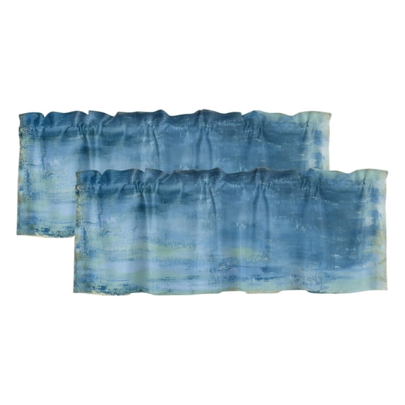 Blue Paint 2 Panels Kitchen Valance, Modern Abstract Retro Indigo Paint ...