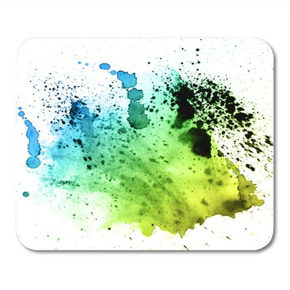 Blue Paint Abstract Watercolor Blots Green Splash Splatter Pattern Mousepad Mouse Pad Mouse Mat 9x10 inch