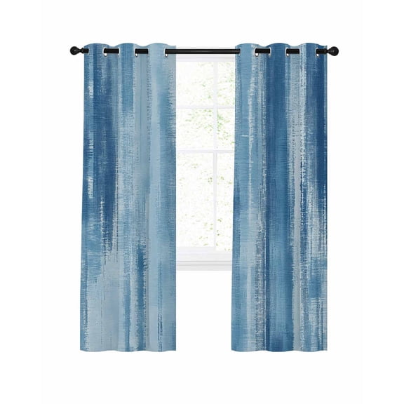 Blue Paint Blackout Curtains for Bedroom Living Room, Modern Abstract Light Blue Stripes 96 In Long Thermal Insulated Room Darkening Drapes Grommet Window Treatments, 52 x 96 In