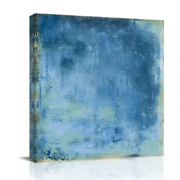 Blue Paint Canvas Wall Art for Living Room, Modern Abstract Retro Indigo Paint Wall Decor Framed Artwork Pictures Ready to Hang for Bedroom Office Home Decor