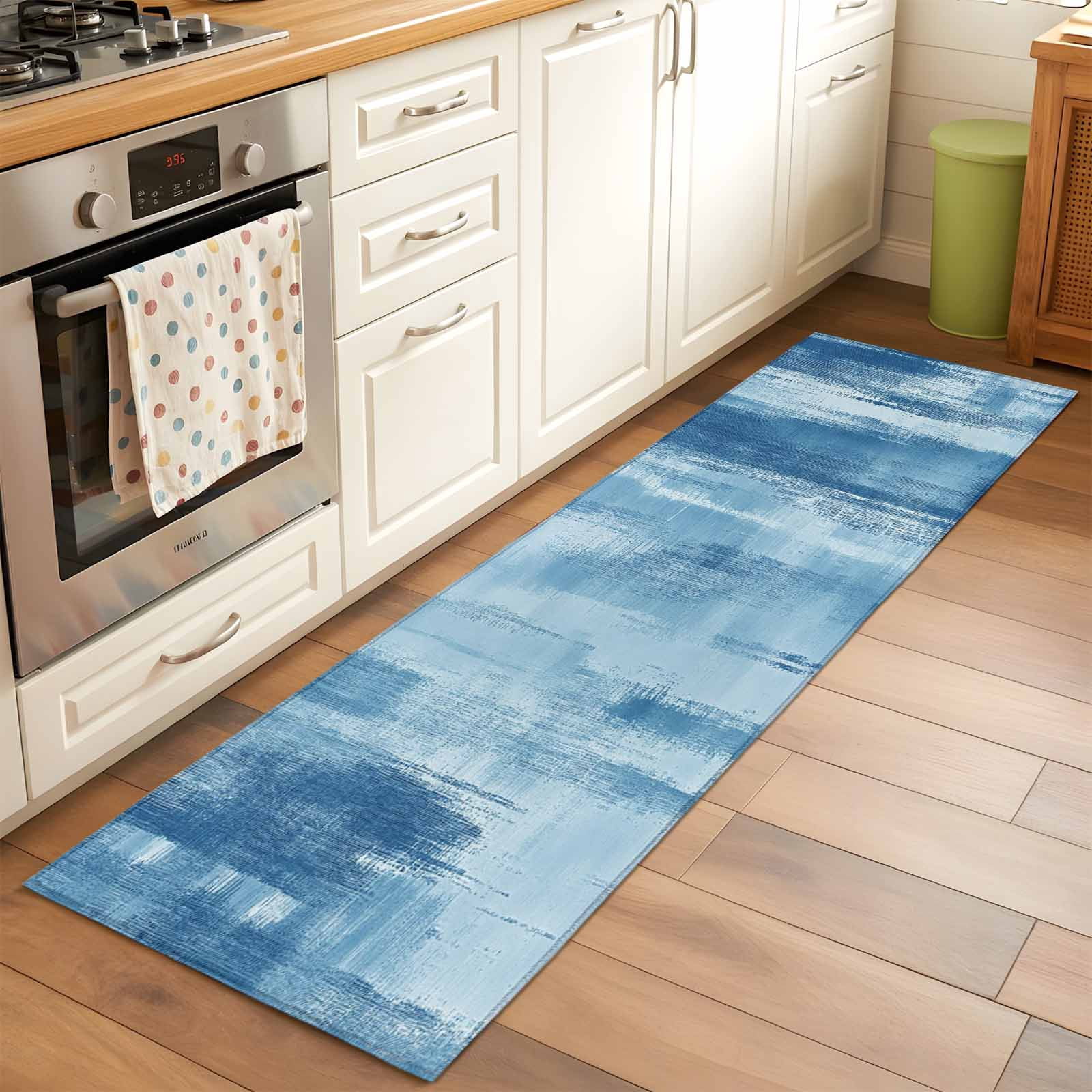 Blue Paint Hallway Washable Runner Rug 2x6 Modern Abstract Light Blue ...