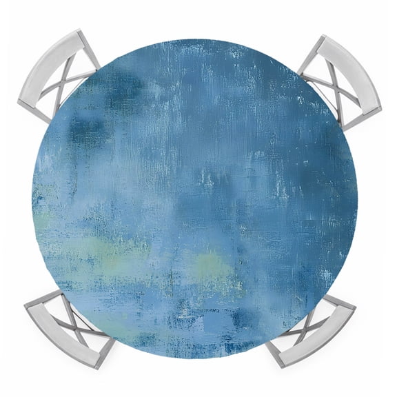 Blue Paint Round Table Cover, Modern Abstract Retro Indigo Paint Waterproof Fitted Tablecloths for 36"-44" Tables, Washable Picnic Table Cover for Camping Dining Indoor Outdoor