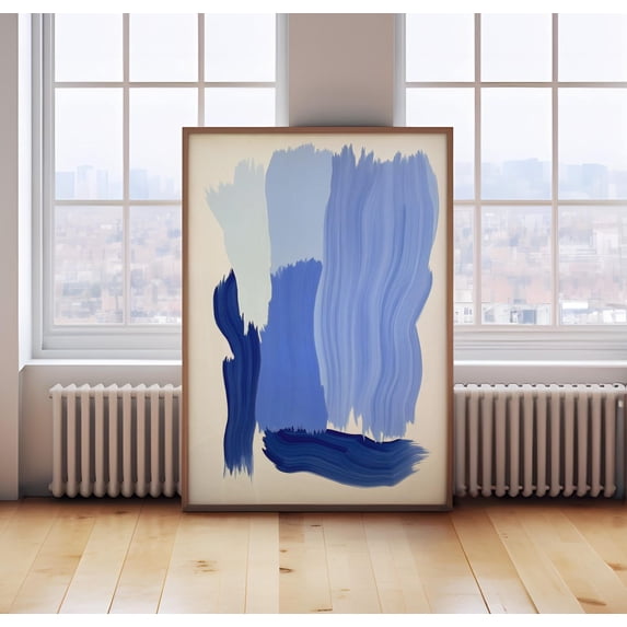 Blue Paint Stroke Wall Art Print,