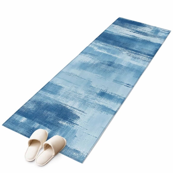 Blue Entry Rugs Blue Paint Washable Runner Rugs 2'x6', Modern Abstract Light Blue ...