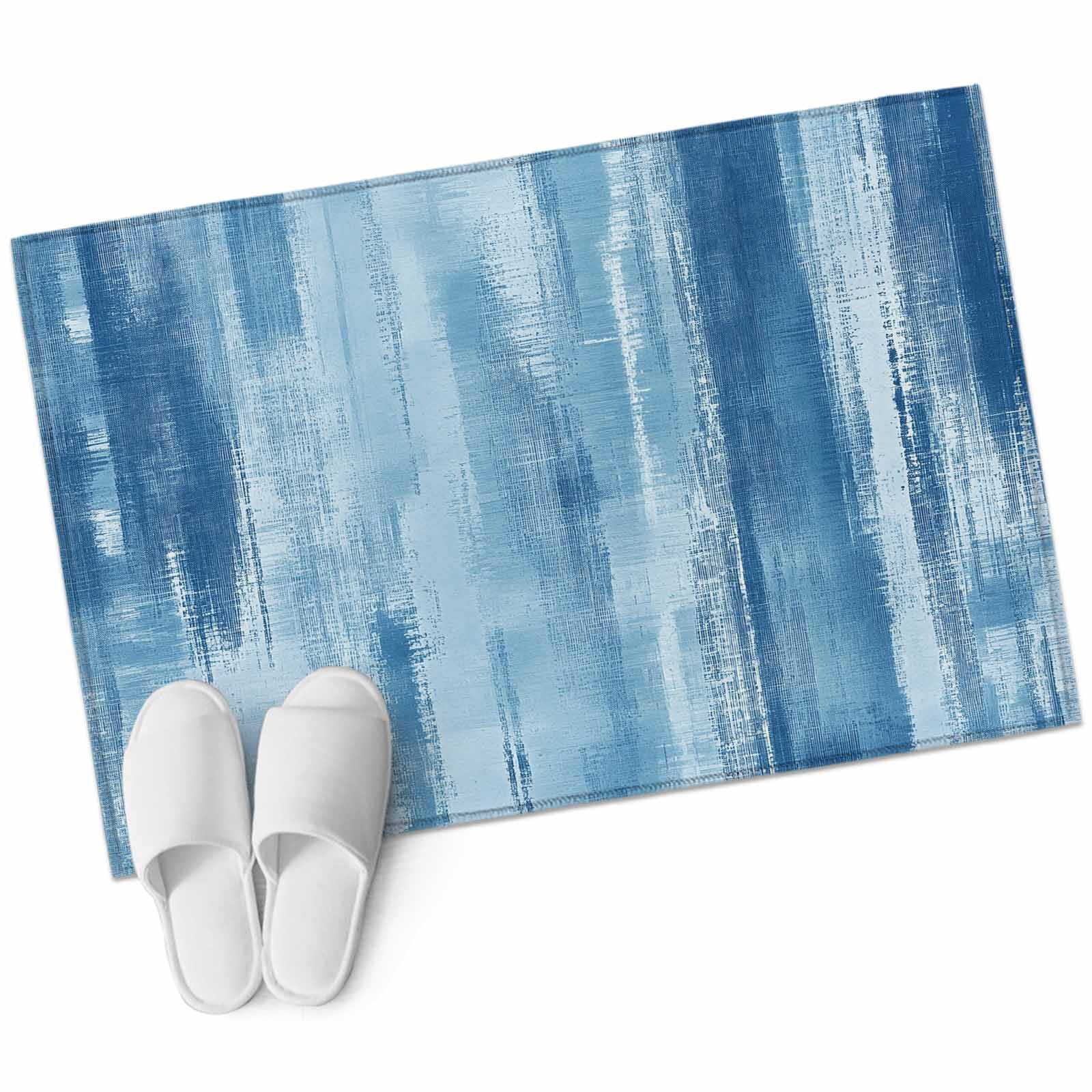 Blue Entry Rugs Blue Paint Washable Small Entryway Area Rugs 2'x3', Modern Abstract ...