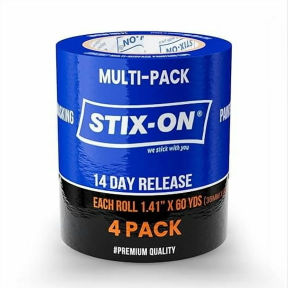 Blue Painters Tape 1.5 inch Wide, Masking Tape Blue, 4 Rolls Blue Paint Tape, Painter's Tape for Sharp Line, Blue Tape Painters Surface-Safe & Residue-Free, Blue Masking Tape-1.41inx60yds