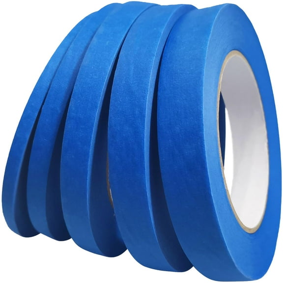 Blue Painters Tape 2/5", 3/5", 7/10", 4/5", 1" Wide - 33 Yard Masking Tape - Multi Size Pack - Multi Surface Use for Classroom Decor - 5 Rolls