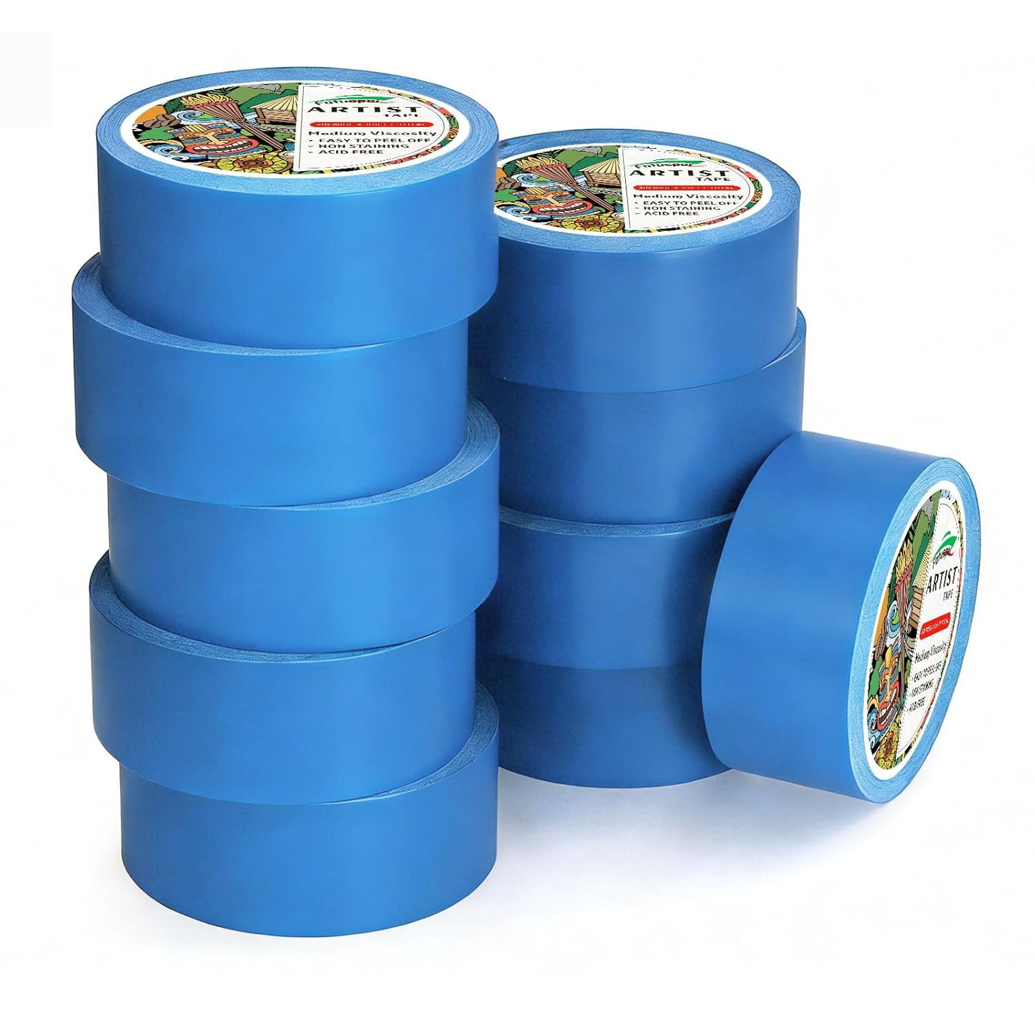 Blue Painters Tape 2 Inch Bulk - 10 Rolls x 55 Yards, Total 550 Yards, for Walls Painting, Packing, Automotive & Home Use