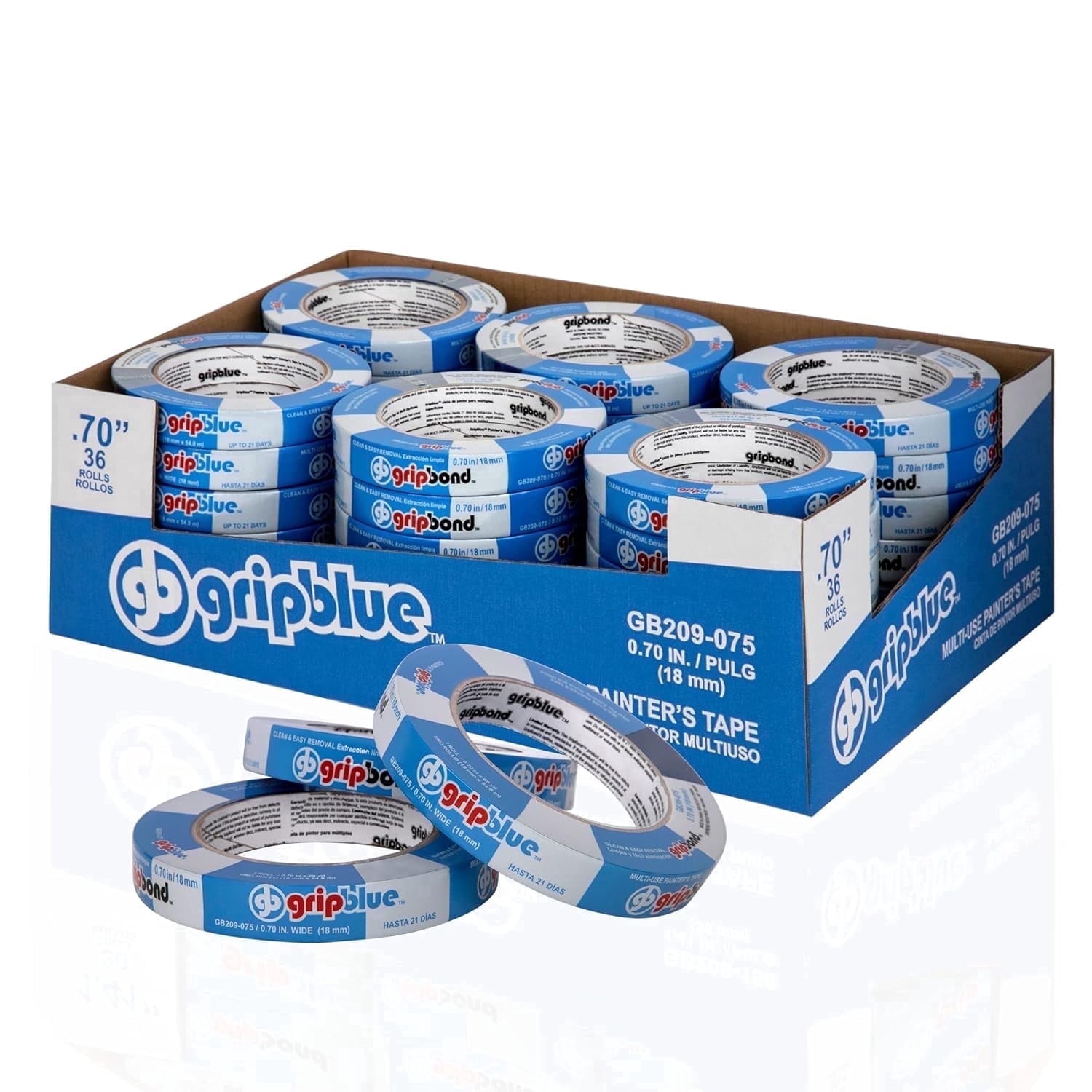 GripBlue Painters Tape 3/4 Inch Wide, 36 Rolls Multi-Surface Masking Tape, 0.70in x 60yds