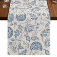 thumbnail image 1 of Blue Paisley 70 Inch Table Runner, Vintage Boho Flower Botanical Leaf Branch Farmhouse Dresser Scarf Cotton & Linen Tablerunner for Dining/Kitchen Island/Holiday Party Décor 13" x 70", 1 of 9