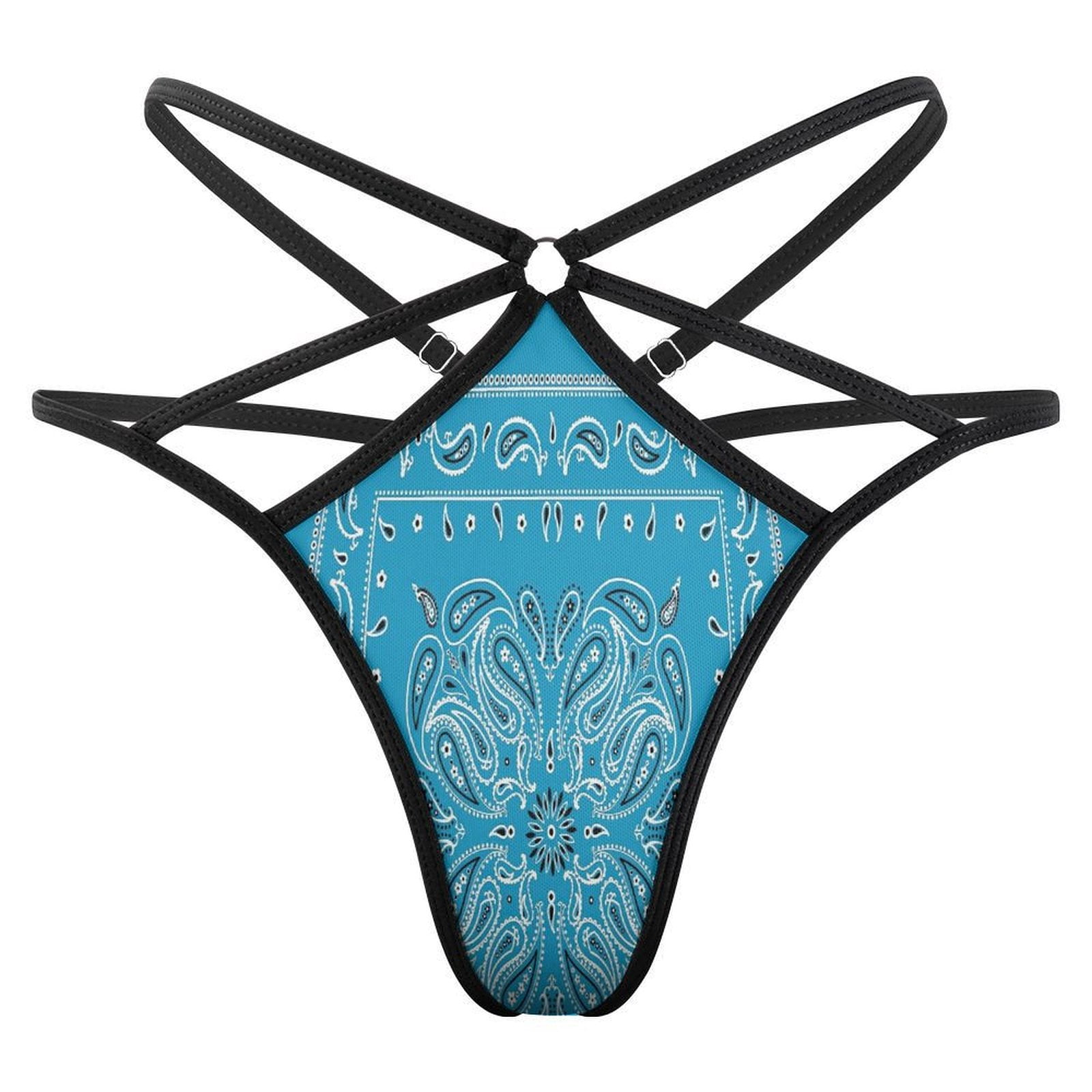 Blue Paisley Bandana Print Open Type Women's Panties Crotch Opening G ...