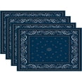 thumbnail image 1 of Blue Paisley Black Placemats,Floral Bandana Silk Neck Scarf Washable Linen Table Mats for Kitchen Table Double Insulation Decor Dining Set Indoor Outdoor 12X18 in Set of 4, 1 of 6