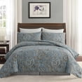 thumbnail image 1 of Blue Paisley Comforter Set , 100% Cotton Boho Paisley Pattern Comforter Set 3 Pcs Soft Cotton Lightweight Comforter All Season Down Alternative Bedding Sets, 1 of 5