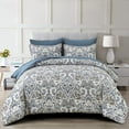 thumbnail image 1 of Blue Paisley Comforter Set Full Size 7 Pieces Bed in a Bag Comforter Boho Paisley Pattern Bedding Set Pillowcases, 1 of 6