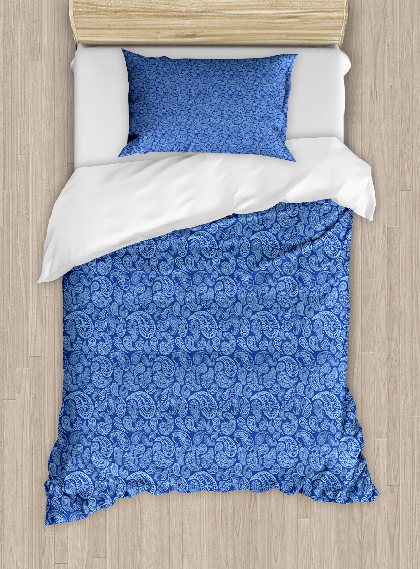 Blue Paisley Pattern Print Duvet Cover Bedding Set