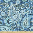 thumbnail image 1 of Ambesonne Blue Paisley Fabric by the Yard Upholstery, Flower Like Elements, 1 Yard, Sea Blue Almond Green, 1 of 4